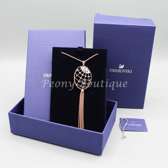 Swarovski 5499887 necklace jewelry spider web rose gold oval adjustable - Picture 5 of 11